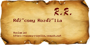 Récsey Rozália névjegykártya